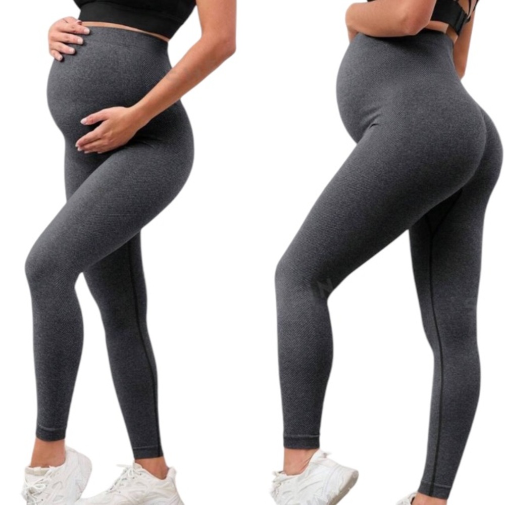 Sonoma Maternity dark gray full length over-the-belly leggings size large